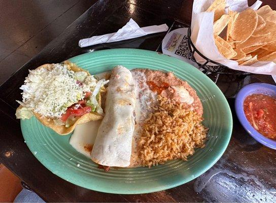 Burrito Tapatio: a flour tortilla stuffed with grilled steak.