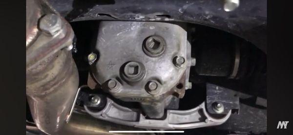 Taken from YouTube, rear differential, both bolts over tightened by previous shop.