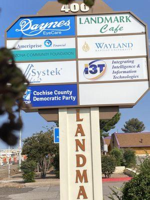 Landmark plaza sign