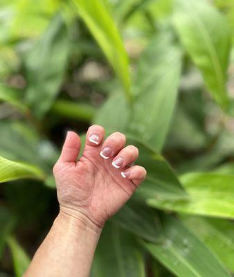 Happy Nail new set~square tips with painted white tip  (6/5/24)