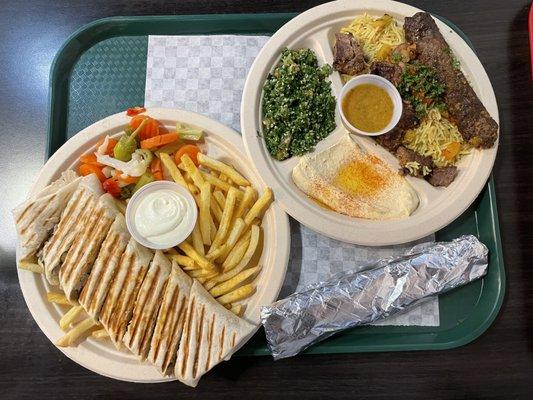 Arabic Chicken Shawarma (left) and Mix Plate (right)