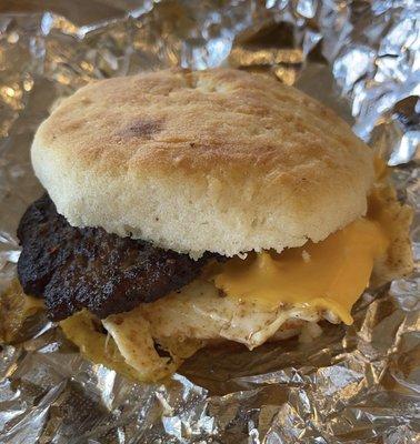 Sausage egg and cheese biscuit