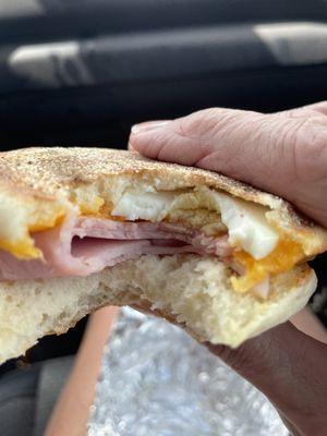 Ham & cheese breakfast Sammie $4.50