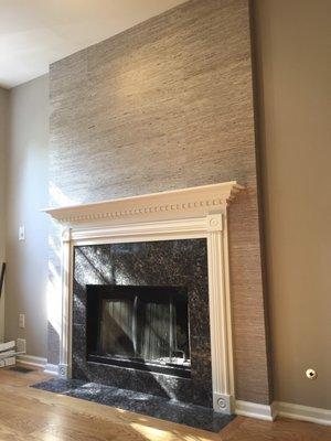 Grasscloth accent for this mantle!