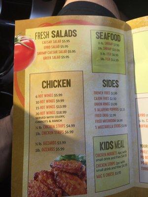 1/2 menu