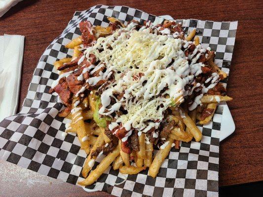 Chukis fries (carne asada and adobada)