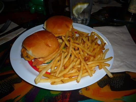 Rainforest Rascals - mini burgers. meh, could have gotten better at a fast food chain.