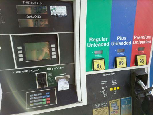 Pump interface. There are 16 pumps at this gas station.