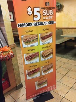 3$ for 6' 5$ for a foot long!