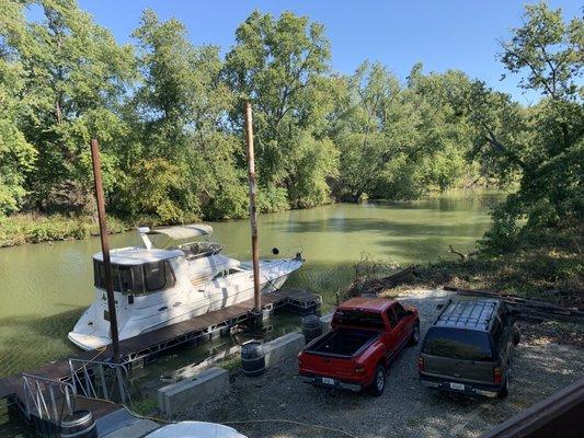 View from the outside eating deck near the creek. Good food!