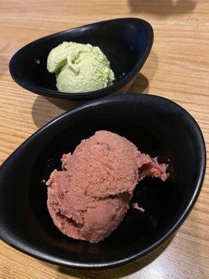 Green tea and red bean ice cream