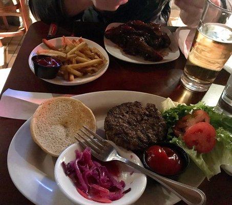 Hamburger with coleslaw, ribs, and fries... might be the best ribs I've ever had!