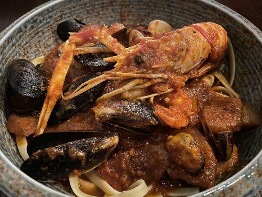 Cioppino with fettuccine