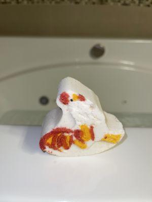 Chicken bath bomb for the tub!! Bring your 'treat yo self' bath goodies!