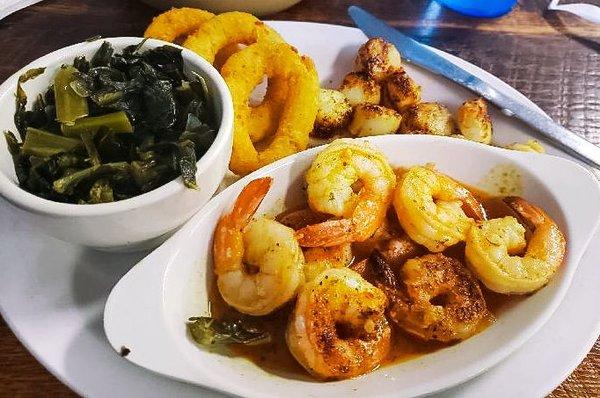 Broiled Jumbo Shrimp & Scallops w/Collard Greens