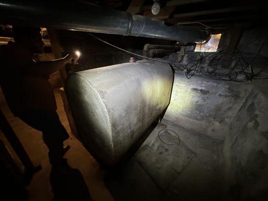 And old oil tank in the basement of an old home