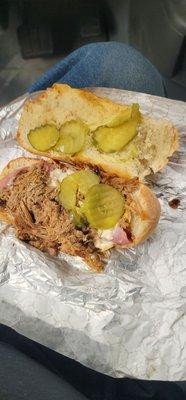 there she is. Pulled pork ham pickles swiss cheese and mustard is definitely a Cuban. For a place like this you wouldn't expect it