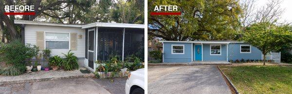 Before and After photo s of a single family home rehab in Largo