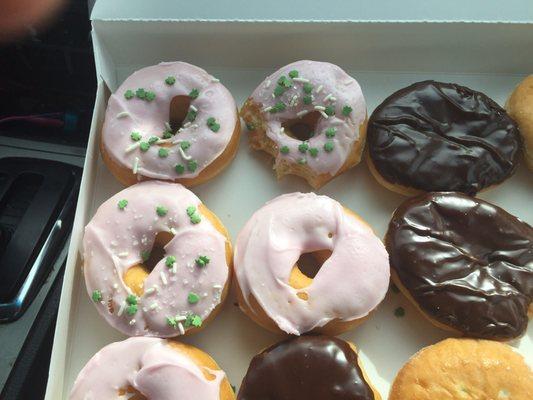 Clover sprinkled doughnuts