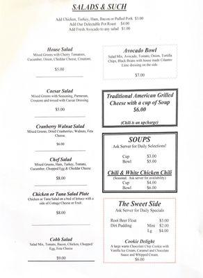 Our lunch menu, the salad side