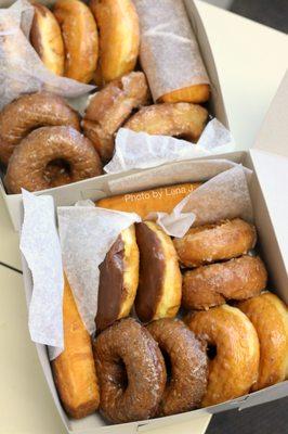 Custard, glazed, chocolate covered, sour cream, and pumpkin glazed donuts ($26.20 for 20)