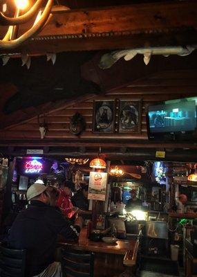 View of the bar from the back dining room.