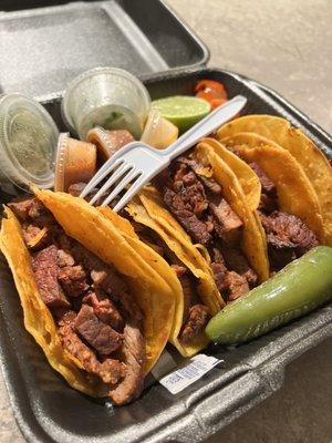 Tejano tacos (beef fajitas)