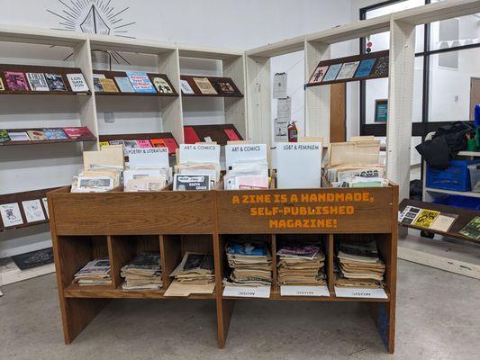 In the top floor makerspace: Locally made zine Library