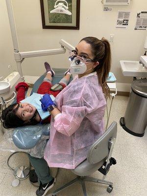 Our amazing hygienist, Marisa and one of our amazing patients. All smiles!