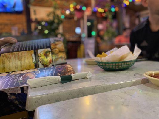 Chips on the patio.