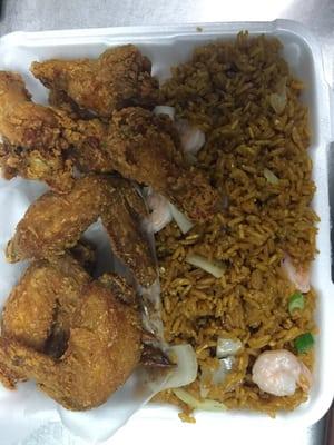 Wings w.shrimp fried rice