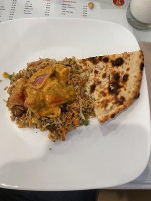 Chicken fried rice  and Chicken Tikka Masala (mild)