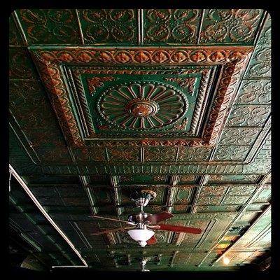 The tin ceiling adds so much to the pub's character.