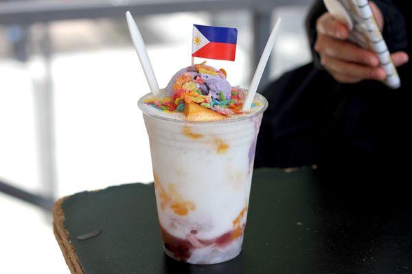 Halo halo ($6) - with housemade caramel flan (super delicious and rich) and Mitchell's ube ice cream