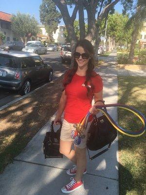 Air Conditioning Service Rancho Cucamonga - RC Air's Cassie out for a quick service call before going to a baseball game .