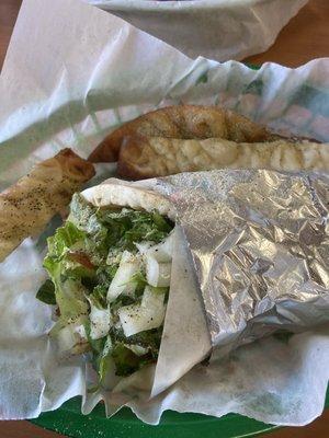 Chicken pita and pita fries