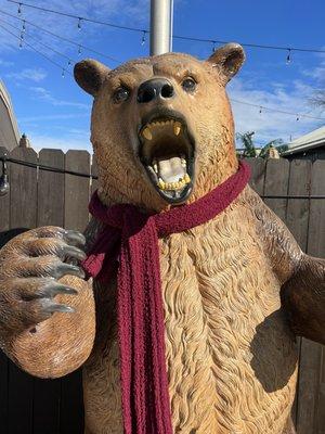 Outside festive bear