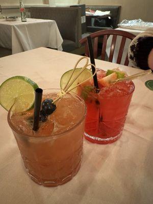 Sunrise and Strawberry Caipirinhas