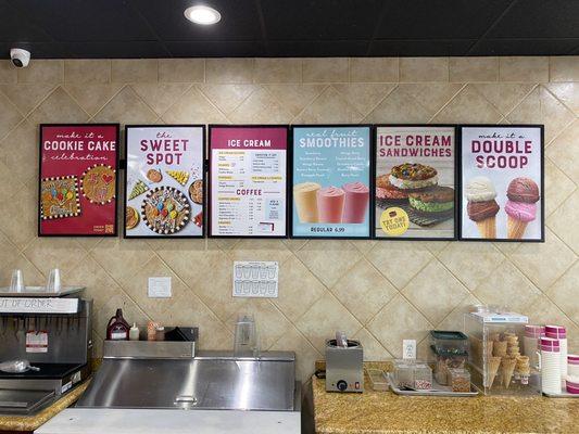 Ice cream menu