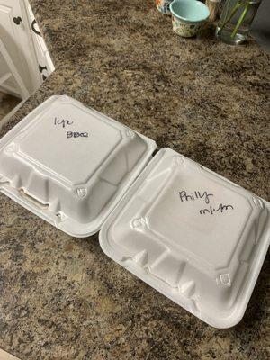 One the left is the 10pc wing combo and on the right is the cheesesteak. They offer a wing and cheesteak combo to if you can decide