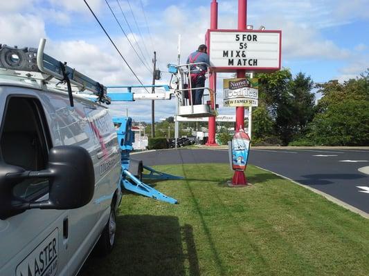 We repair most signs with lighting and ballast that are not Neon.