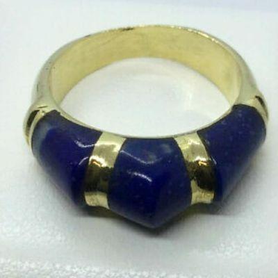 Unique 18k Gold And Lapiz Lazuli Inlay Ring Size 6

$380.00