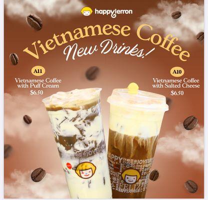 Did someone say coffee? Visit us and treat yourself to a new delicious combo: bold Vietnamese coffee with puff cream or salted cheese.