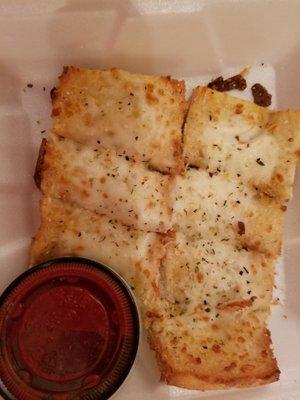 Cheesy garlic bread.