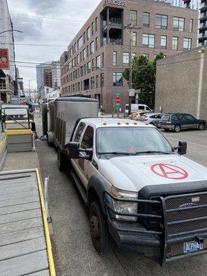 Easy parking for large trucks to unload at 13th/Johnson loading dock.