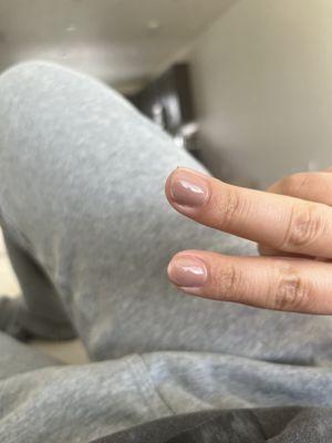 Broken nails, chipped nails within 24 hours after getting them done.