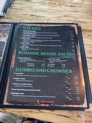 Salad Gumbo Menu