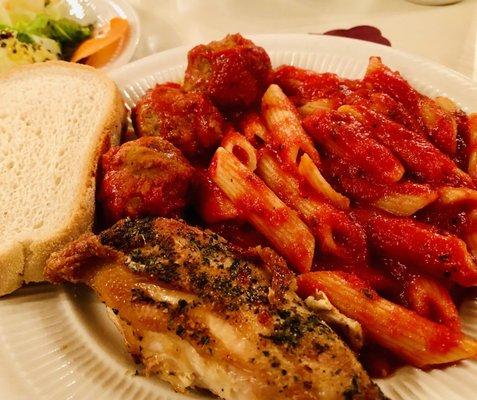 Mostaccioli, Chicken and Meatballs