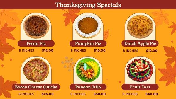 Thanksgiving Special menu