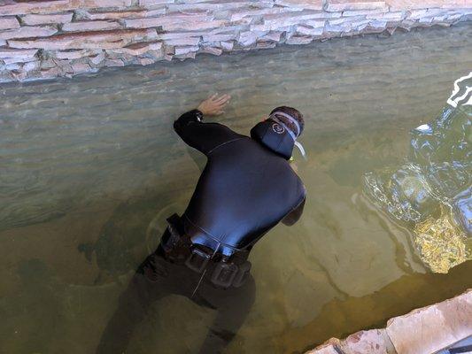 Field Technician in the pond.